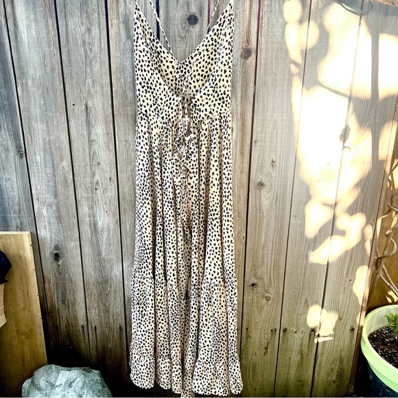 Cupshe Animal Print Lace Up Back CoverUp Maxi - Picture 4 of 10